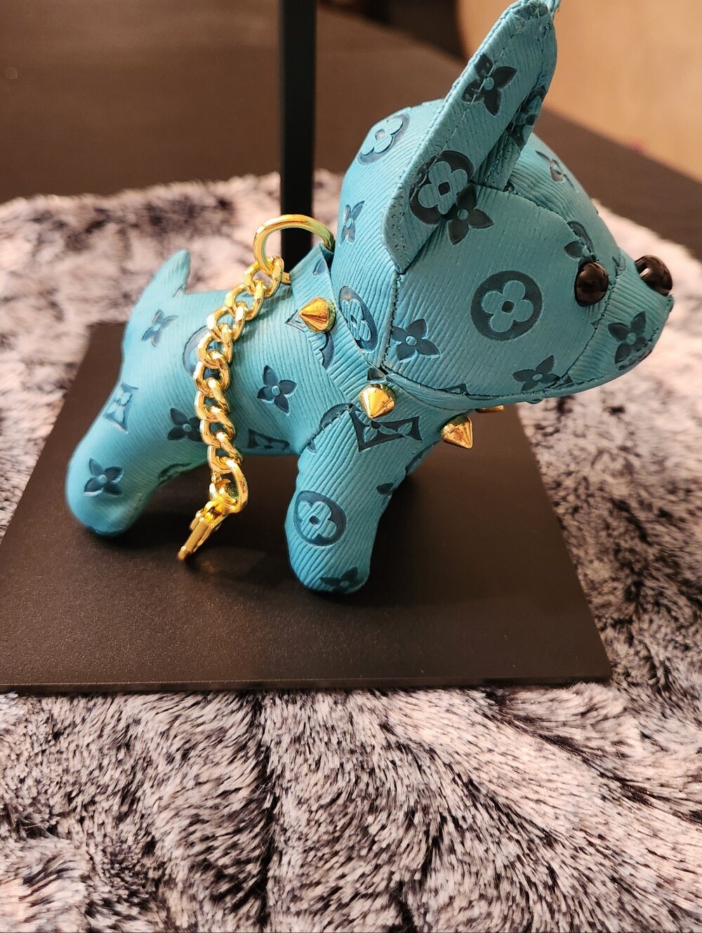 French Bulldog Bag Charm With Monogram Detail. Inspired By Designer Motifs. NWOT - Picture 2 of 5